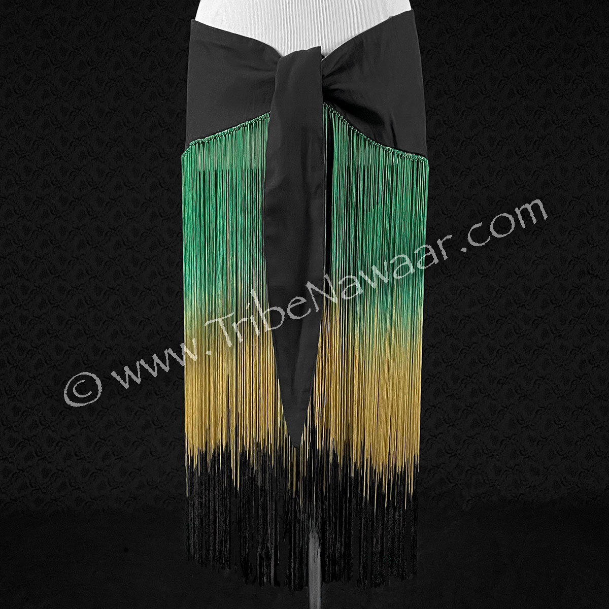 Emerald Sari Fringe Hip Scarf