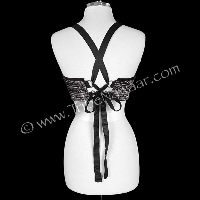 Black & Silver Amethyst Silk Halter Top (Consignment cstr15-49)