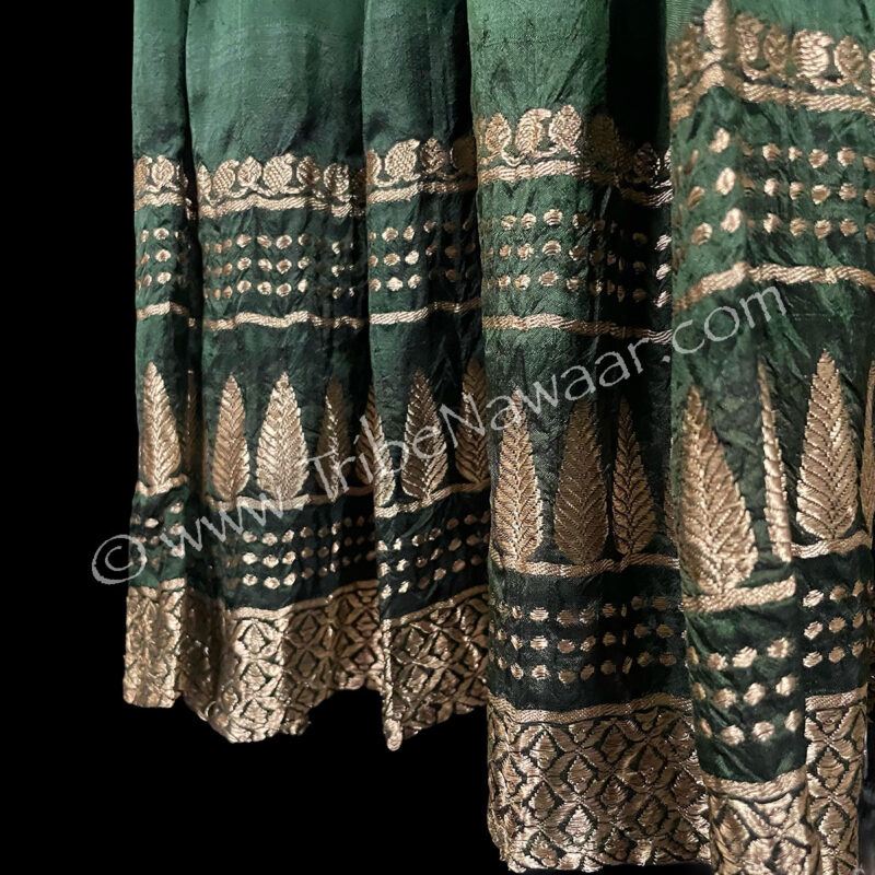 Dark Green Sari Convertible Skirt/Dress (Consignment cstr15-4)