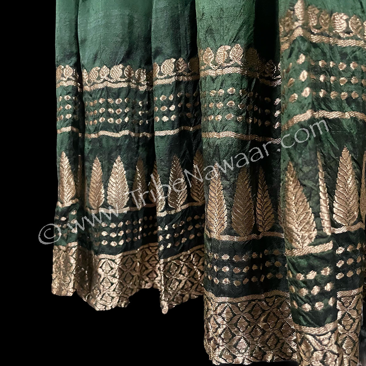 Dark Green Sari Convertible Skirt/Dress (Consignment cstr15-4)