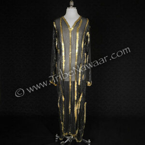 Black Saidi Dress With Gold Coins (Consignment chcam1-4)