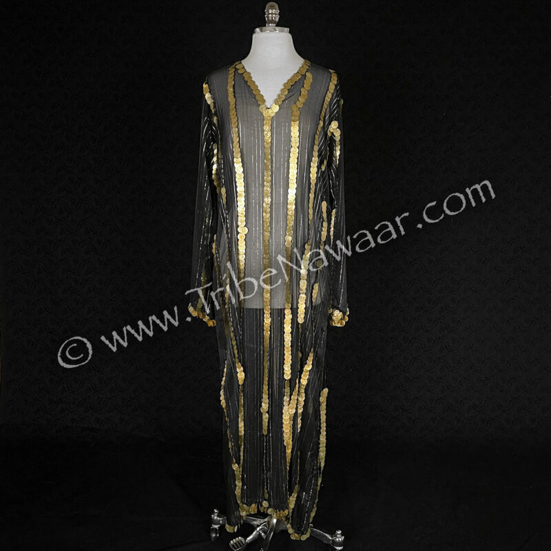 Black Saidi Dress With Gold Coins (Consignment chcam1-4)