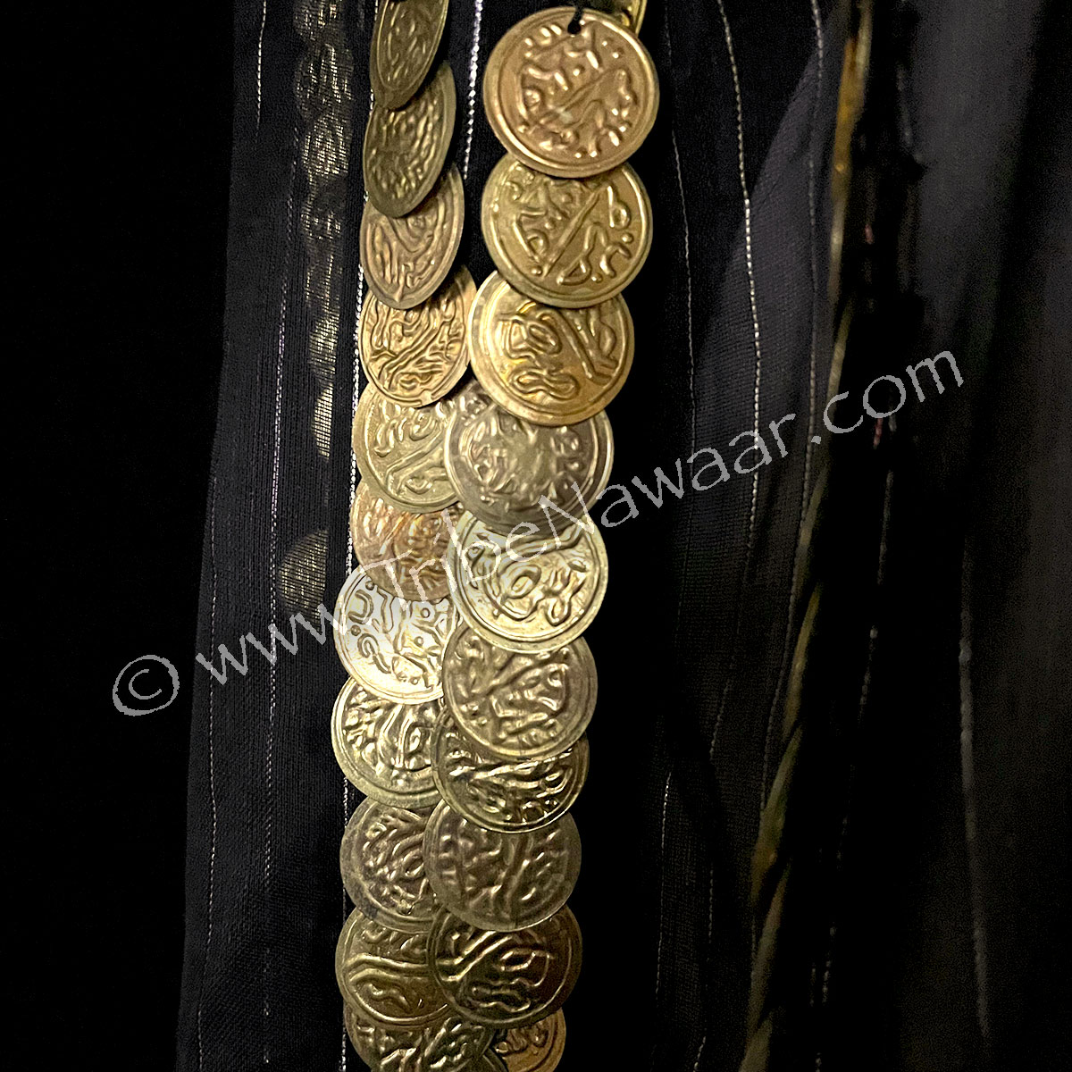 Black Saidi Dress With Gold Coins (Consignment chcam1-4)