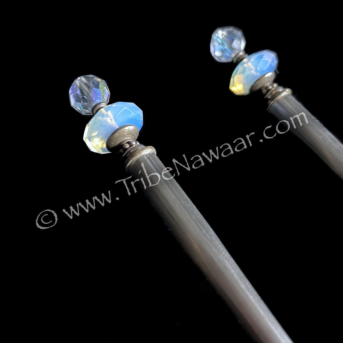 Metal & Crystal Hair Stick Set (Consignment cstr14-9)