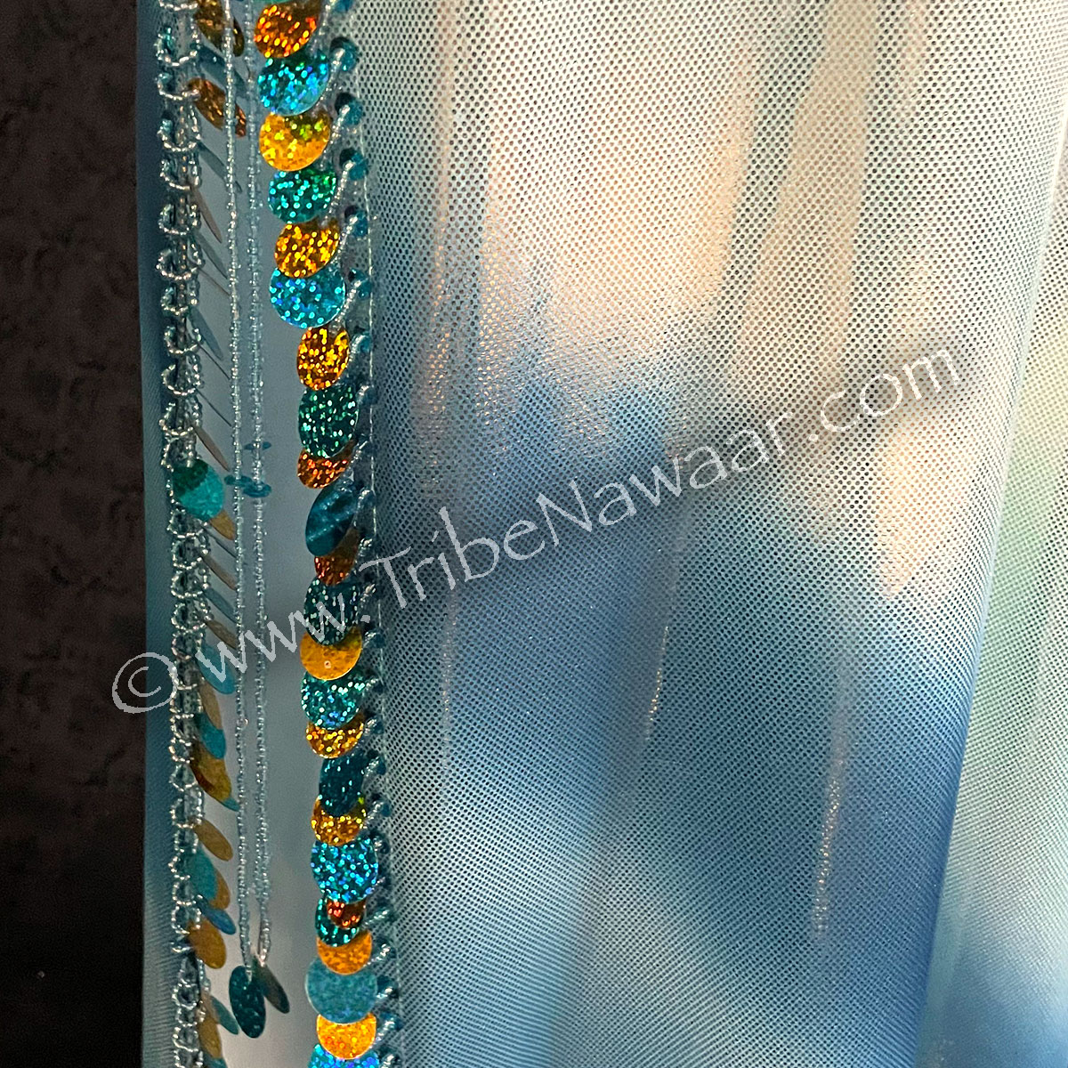 Aqua & Gold Saidi Folk Dress (Consignment demain1-22)