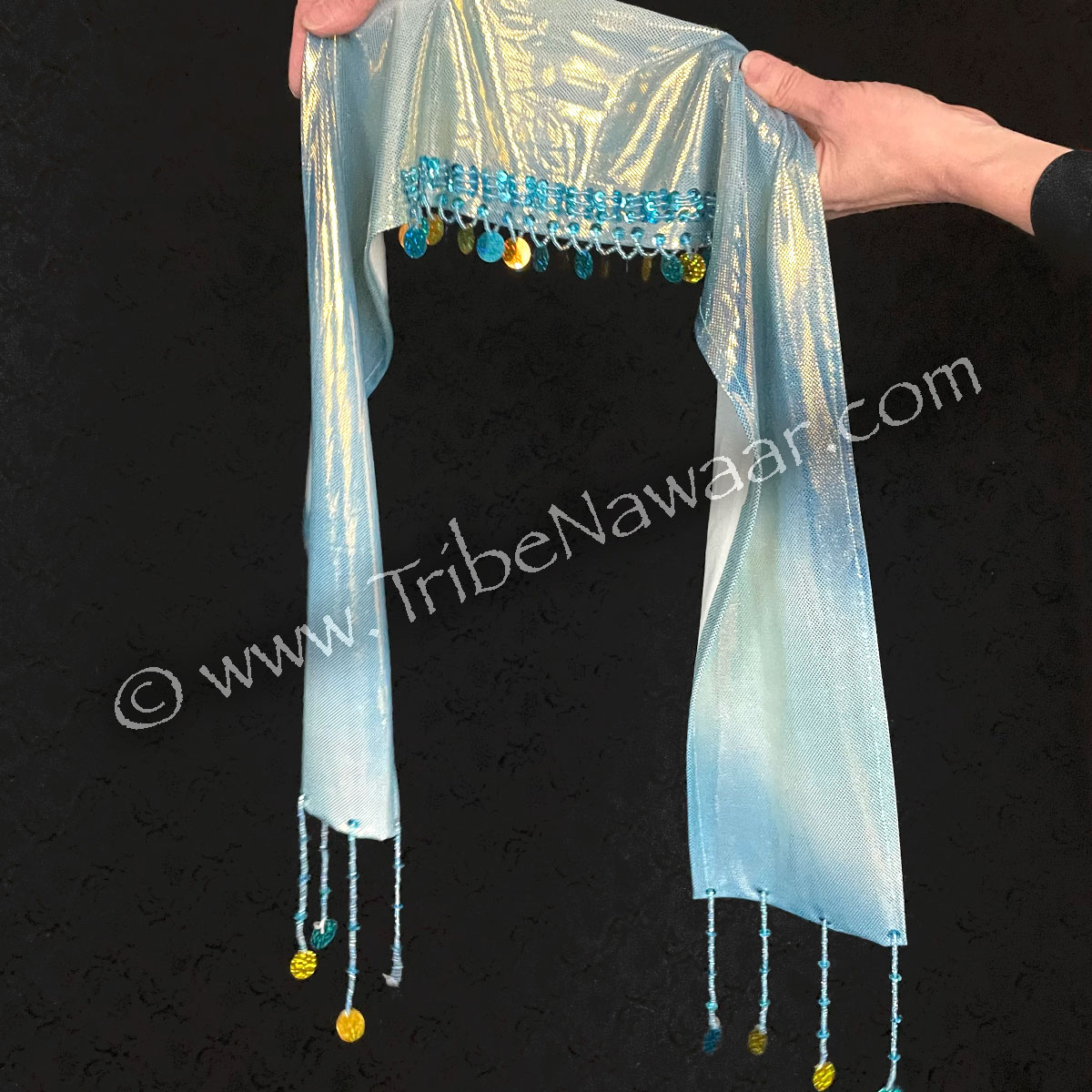 Aqua & Gold Saidi Folk Dress (Consignment demain1-22)