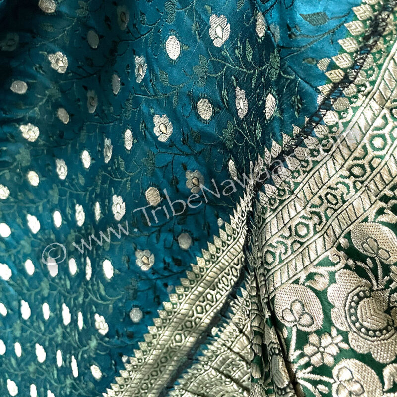 Teal Blue Vintage Sari Skirt (Consignment nocros1-1)