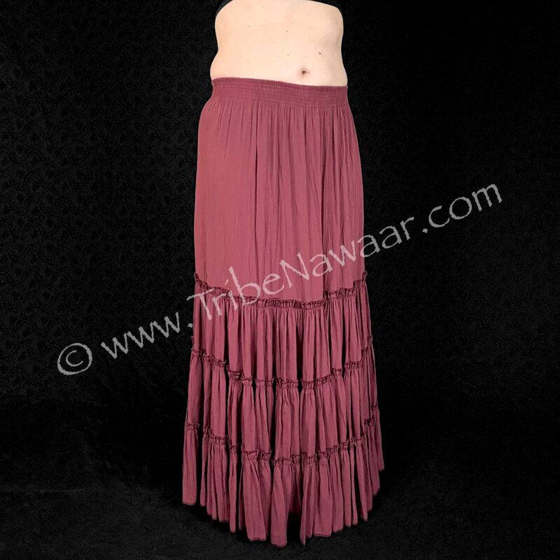 Burgundy Crepe Tiered Skirt (Consignment kahar3-48)