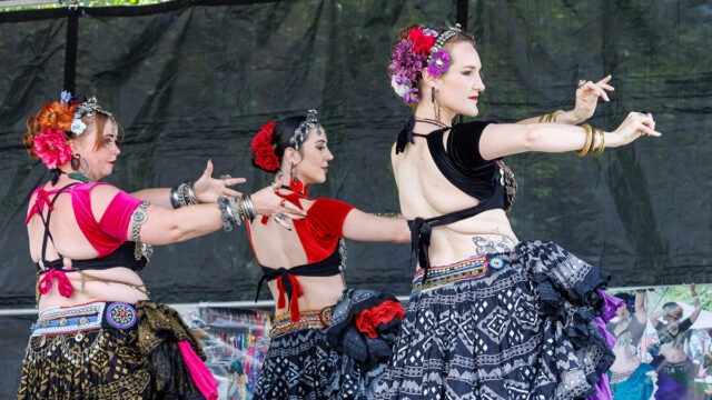 Nora, Kari Luna & Rebecca of Nawaar Dance Company at Highlands Street Fair 2026. JR Petrus Photography