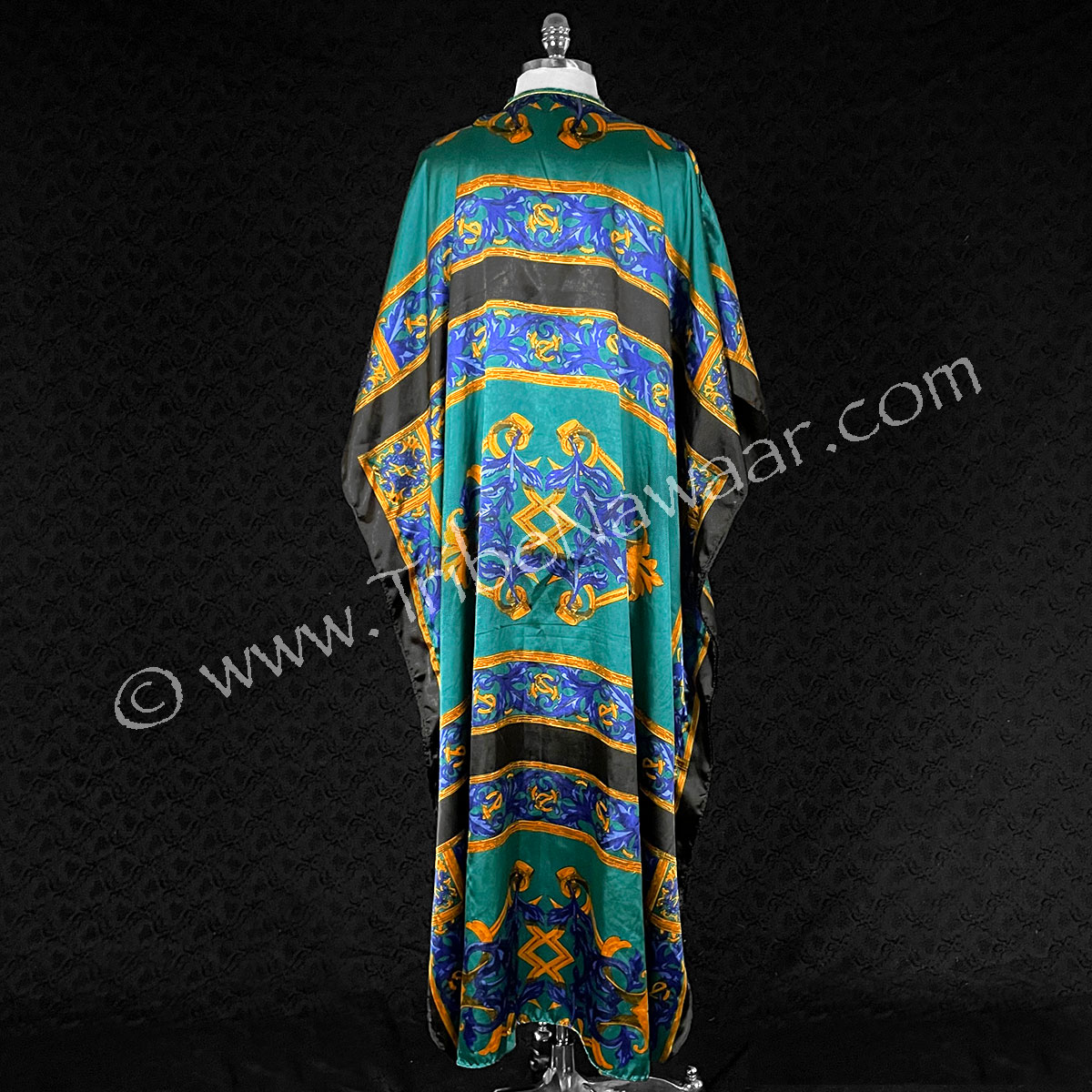 Teal, Gold & Indigo Satin Coverup (Consignment anpre2-10)