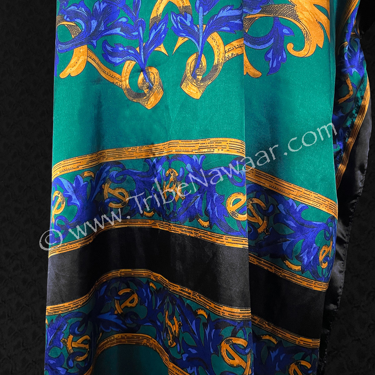 Teal, Gold & Indigo Satin Coverup (Consignment anpre2-10)