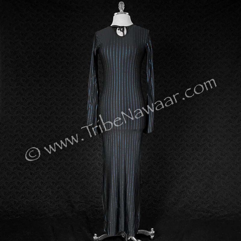 Black Saidi Dress With Blue Sparkles (Consignment kahar3-53)