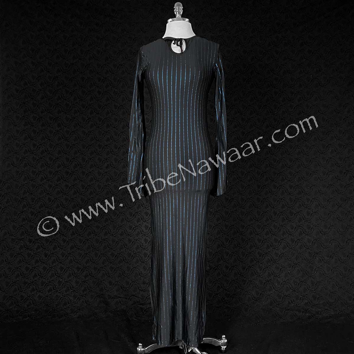 Black Saidi Dress With Blue Sparkles (Consignment kahar3-53)