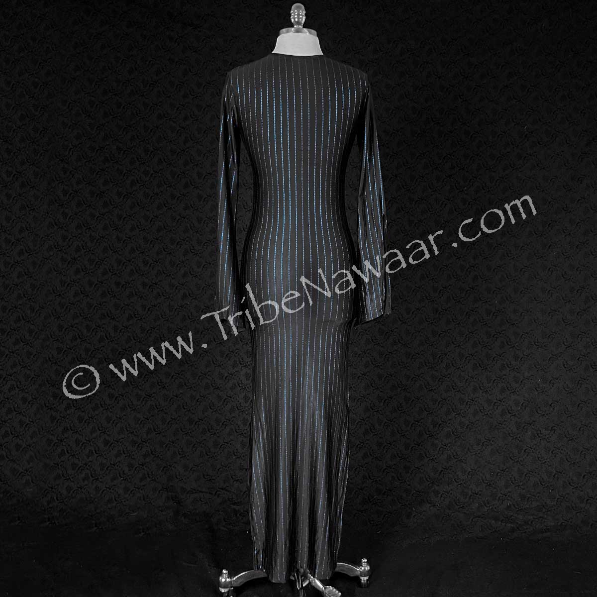 Black Saidi Dress With Blue Sparkles (Consignment kahar3-53)