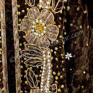 Chocolate velvet tunic available on consignment from the Nawaar Marketplace at TribeNawaar.com (detail)