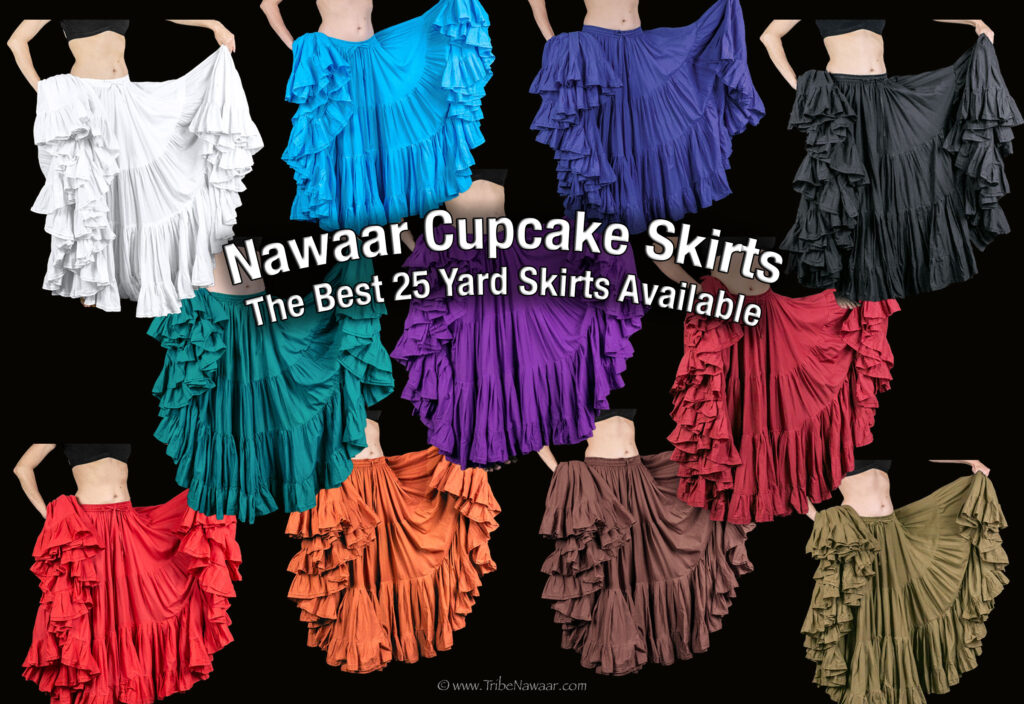 Nawaar Marketplace's 25 Yard Cupcake Skirts- There's no skimping on yardage or quality with our exclusive line of full bodied skirts. These fabulous 25 yard skirts are not available anywhere else! Guaranteed to be the most luscious and fluffy. See all options and learn more at www.TribeNawaar.com