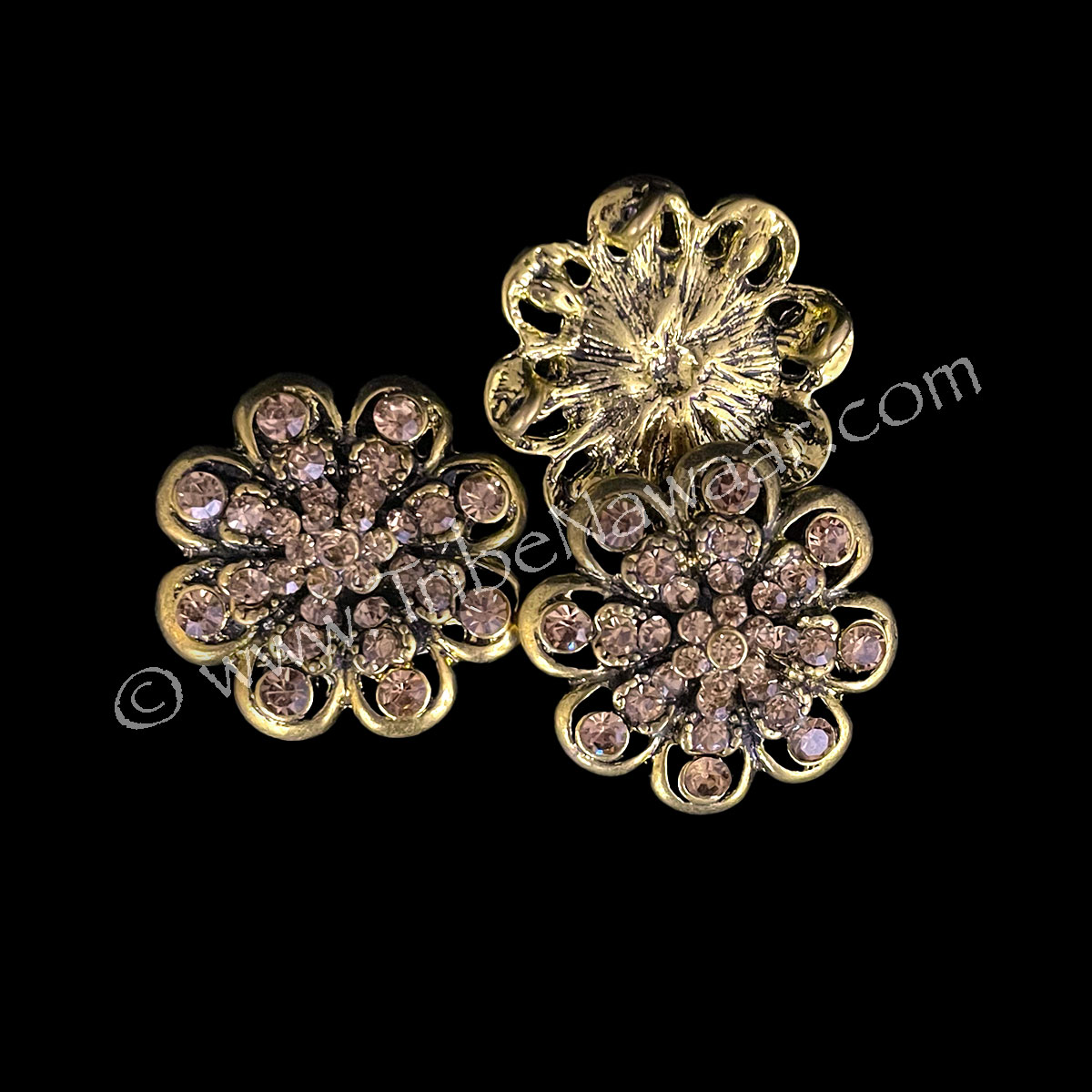 Golden Rhinestone Flowers (Consignment xiad2-76)