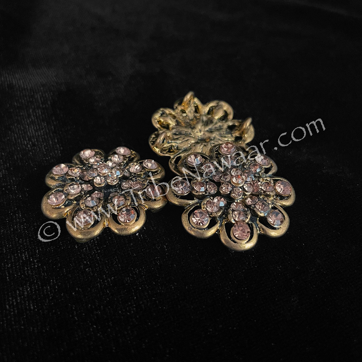 Golden Rhinestone Flowers (Consignment xiad2-76)