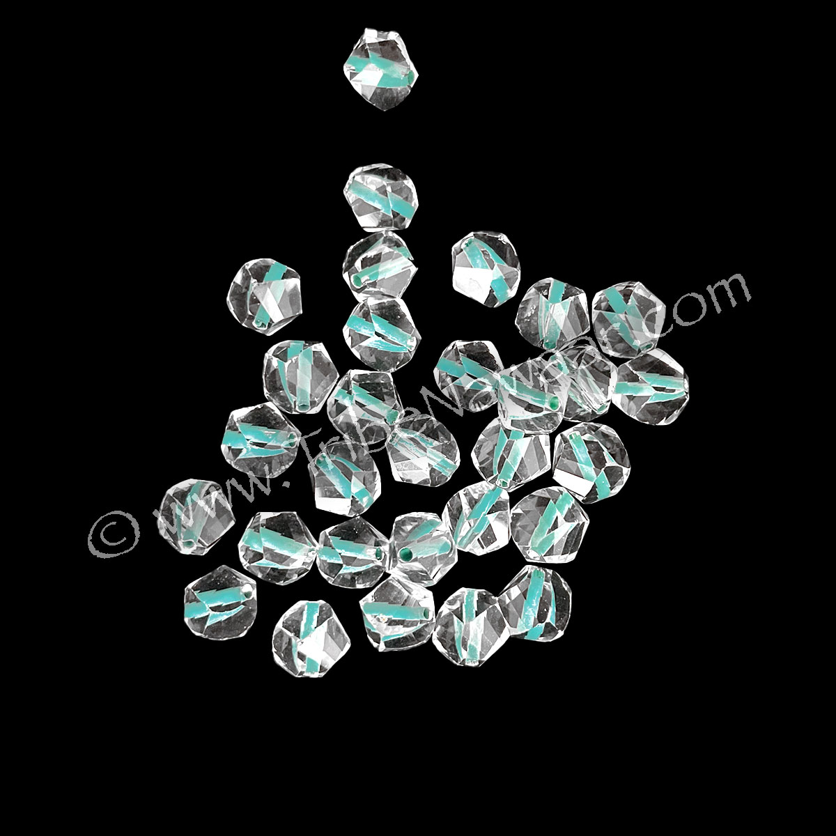 Clear Crystal Beads With Teal (Consignment xiad2-77)