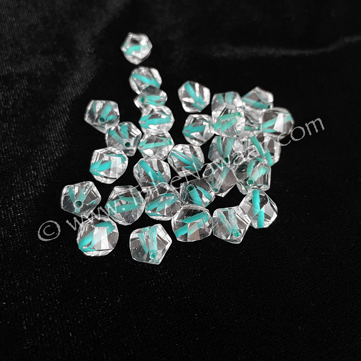 Clear Crystal Beads With Teal (Consignment xiad2-77)