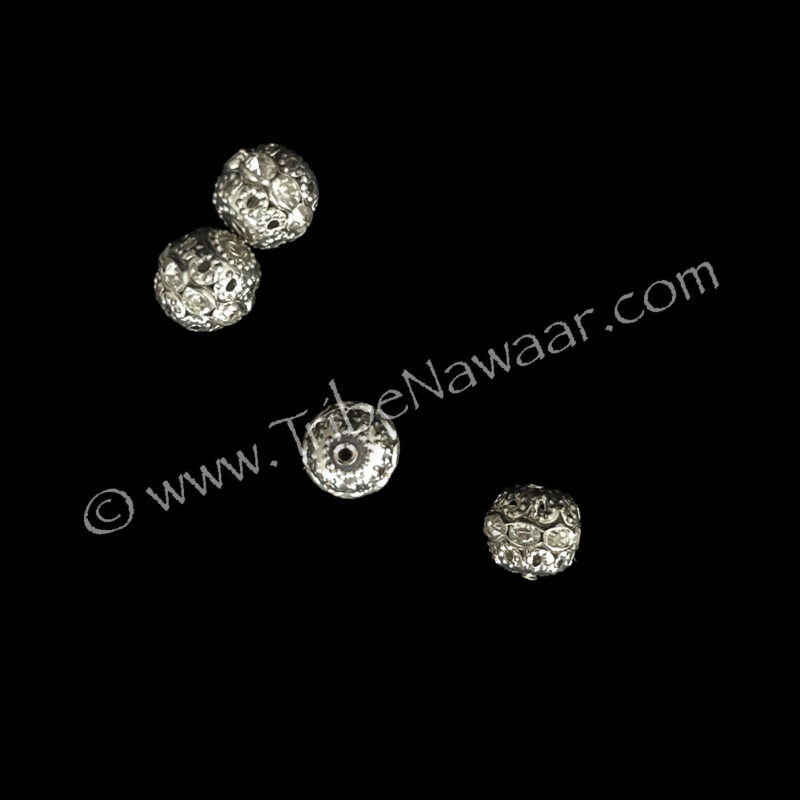 Round Silver & Rhinestone Beads (Consignment xiad2-82)