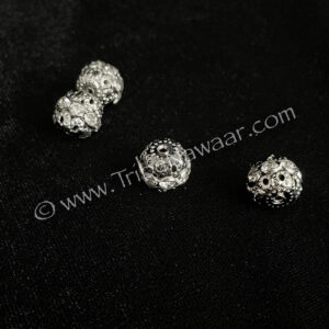 Round Silver & Rhinestone Beads (Consignment xiad2-82)