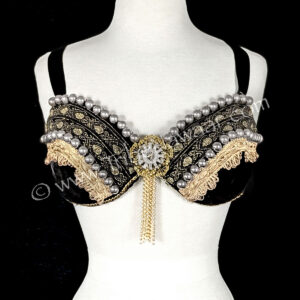 Black Velvet Fusion Bra With Taupe Trim (Consignment cagosh1-10)