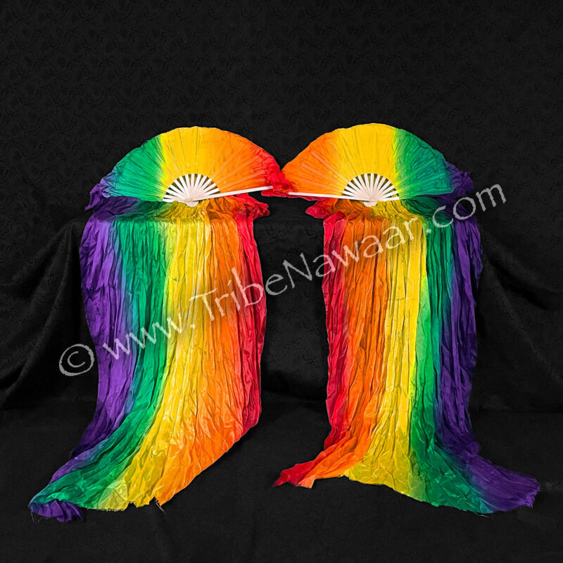 Rainbow Silk Fan Pair (Consignment cagosh1-50)