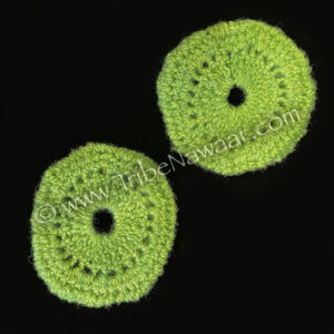 Spring Green Zil Mufflers for dampening belly dance finger cymbal sound. Available on consignment from Nawaar Marketplace at www.TribeNawaar.com