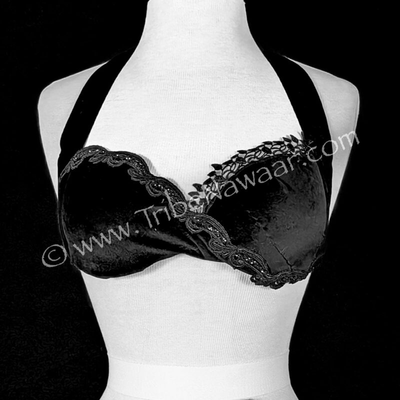 Black Velvet Fusion Belly Dance Bra (Consignment abhark1-5)