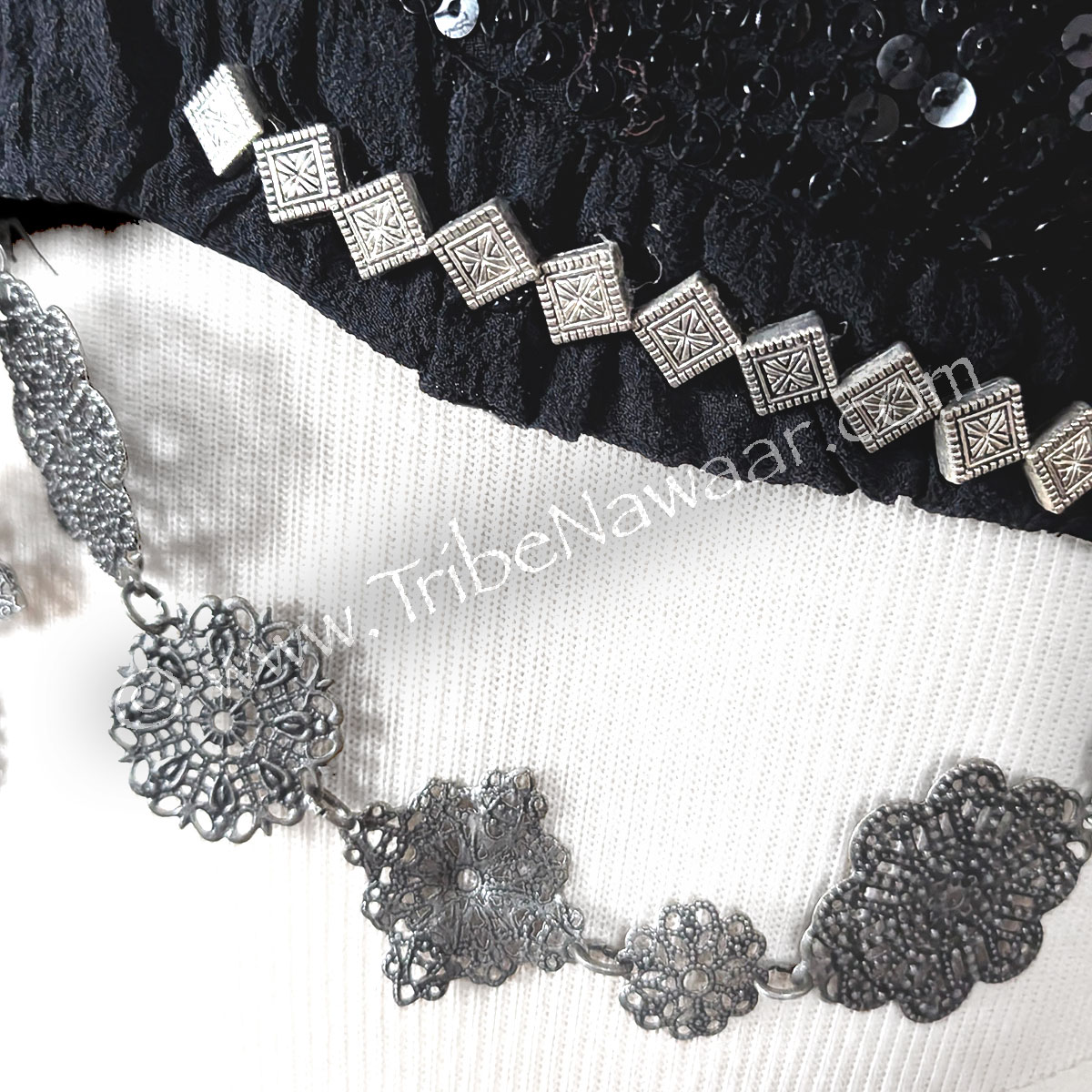 Black Sequin Fusion Belly Dance Bra (Consignment abhark1-6)