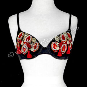 Red Rhinestone & Tassel Bra (Consignment olnat4-8)