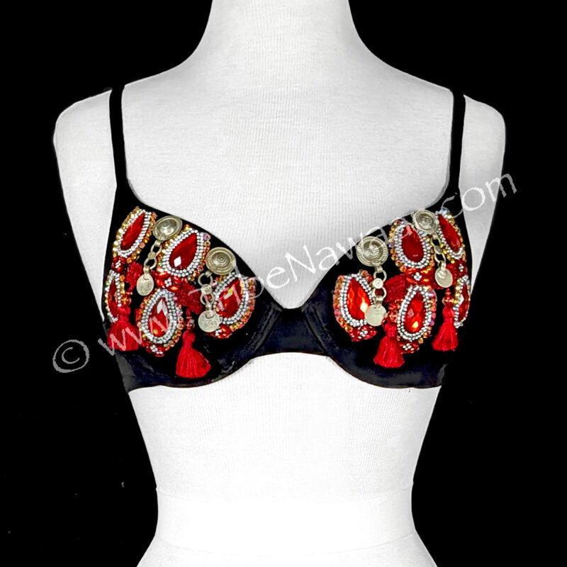 Red Rhinestone & Tassel Bra (Consignment olnat4-8)