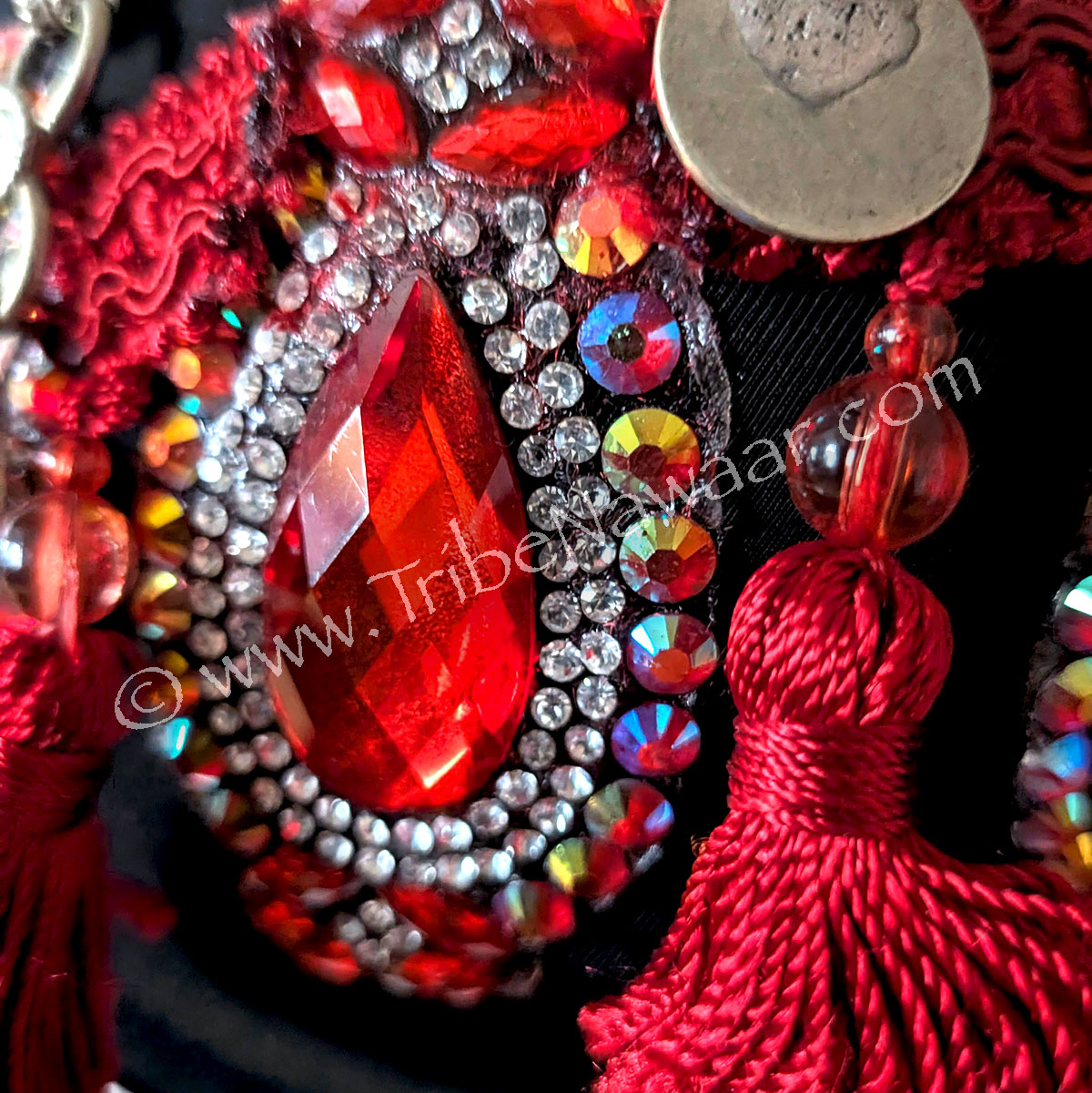 Red Rhinestone & Tassel Bra (Consignment olnat4-8)