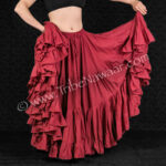 Ruby Red 25 Yard Cupcake Skirt- The best 25 yard belly dance skirt. Quality construction makes it useful as a FCBDstyle® (ATS) skirt, tribal fusion skirt, flamenco skirt and folkloric dance skirt. Available exclusively from The Nawaar Marketplace at www.TribeNawaar.com